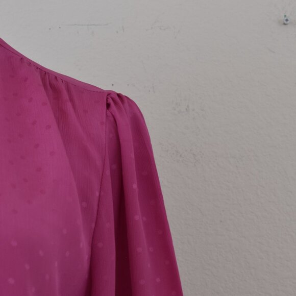 Vintage 80s pink Polyester Secretary Blouse by Cabrais - Picture 7 of 11